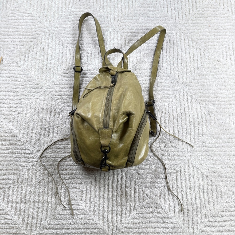 Rebecca Minkoff Julian Backpack Women Small Olive Green Leather Boho Moto Bag